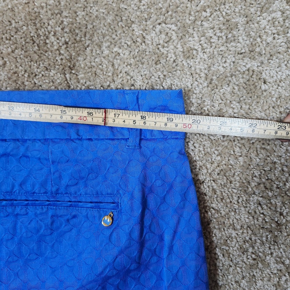 Crown & Ivy Shorts Shelby Scalloped Hem Blue Textured Jacquard Preppy‎ Size 16 - Picture 6 of 7